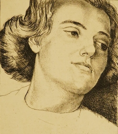 Edgar Holloway (1914-2008), drypoint etching, 'Wendy', signed and dated 1941, 6/10, 12.5 x 11cm, unframed. Condition - good